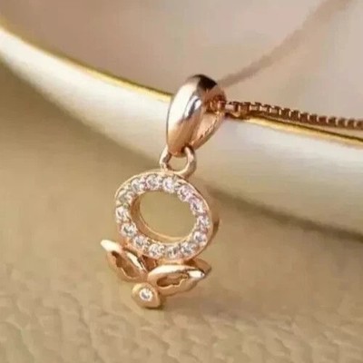 1Ct Round Cut  Real Moissanite Women's Fancy Pendant 14K Rose Gold Plated