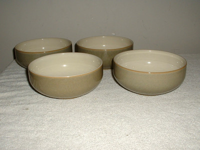Lot of 4 Denby Fire (Sage & Cream) 6'' Cereal/Soup Bowls