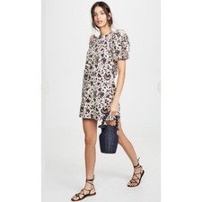 Ulla Johnson Poppy Floral Ruffle Puff Sleeve Cotton Mini Dress Size 0