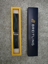 Breitling Genuine Blue calfskin leather strap 20-22mm On Chrome Deployant Clasp