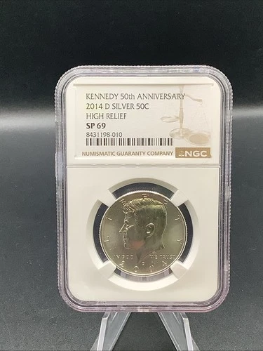 2014-D 50c SILVER NGC SP69 HIGH RELIEF KENNEDY HALF DOLLAR  50th ANNIVERSARY