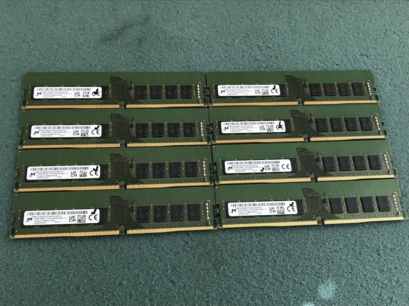 Micron 128GB(8 x 16GB) MTA18ASF2G72AZ-3G2R1ZI PC4-3200AA ECC UDIMM RAM - R1069A
