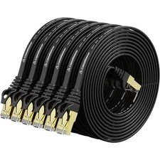 Cat 7 Ethernet Cable 10ft 6 Pack Shielded Flat LAN Patch Cables for Modem, Ro...