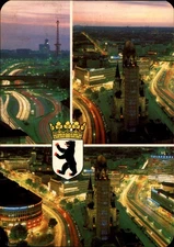 Berlin Germany Aerial view vintage postcard night time lapse r173