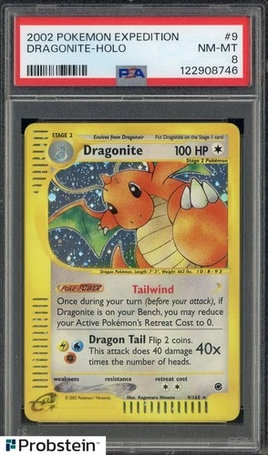 2002 Pokemon Expedition #9 Dragonite Holo PSA 8 NM-MT