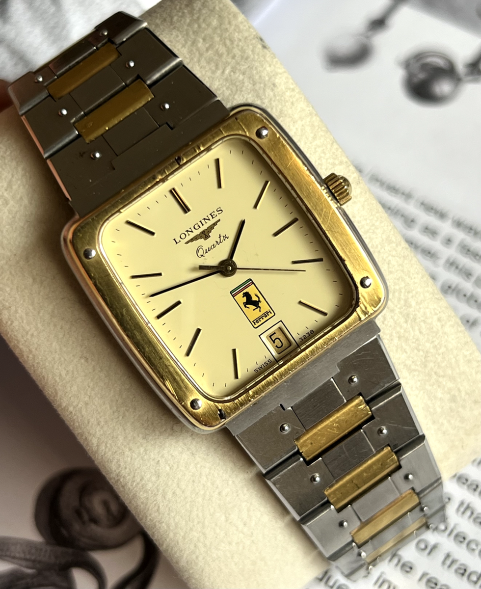 LONGINES Ferrari クォーツ腕時計 1985年製 VINTAGE LONGINES FERRARI 2 TONE GOLD/STEEL QUARTZ MENS WATCH