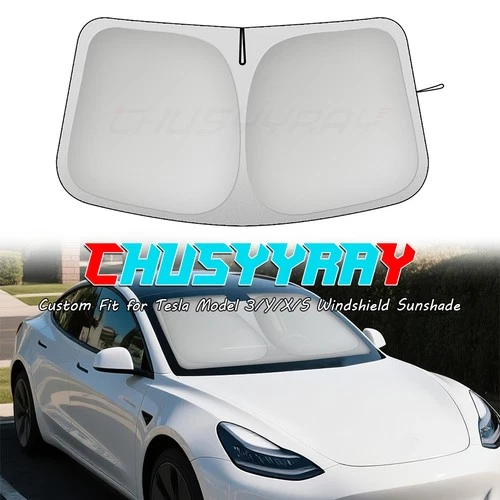 PARA Tesla Modelo X S Coche Parabrisas Parasol Visera Plegable UV Bloque de Calor con Bolsa - Imagen 1 de 12