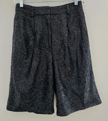 EXPRESS Women`s Black High Waisted Sequin Evening Bermuda Shorts! Size 4