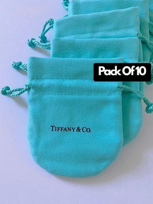 10pc Tiffany  Empty Packaging Small Blue Drawstring Closure Jewelry Pouches new