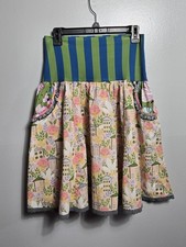Matilda Jane Women's Stripe Waist Floral House Village Pocket Skirt Size Medium
