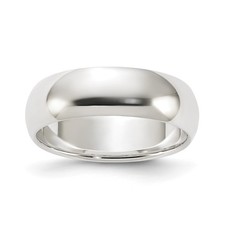 Sterling Silver Half Round Wedding Band, Classic Domed Profile, 6 mm Comfort Fit