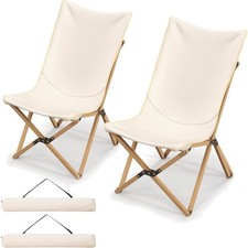 2er Set Liegestuhl klappbar, Gartenstuhl Klappstuhl aus Bambus bis 150kg bela...
