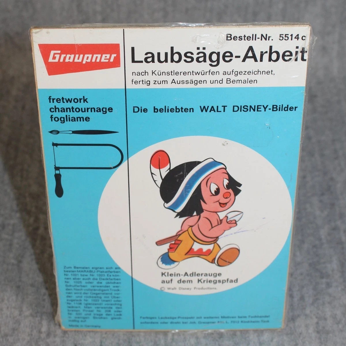 GRAUPNER Walt Disney Little Hiawatha 5514c Sierra Trabajo Madera Nueva De Colección Años 70 Difícil de Encontrar