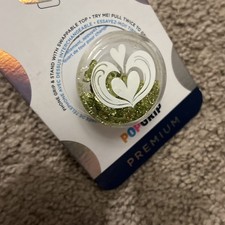 PopSockets Phone Grip Stand Liquid Glitter You So Macha POPGRIP Heart Swap Top