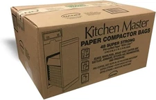 Kitchen Master Paper/Plastic lined Pre-Cuffed Compactor Bags -48 Pack Brown 