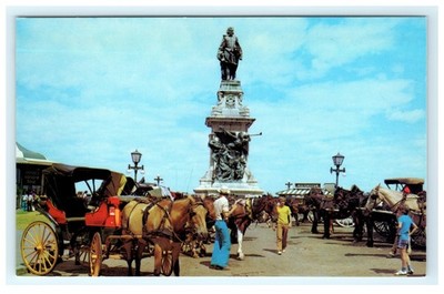 Québec Canada Champlain Monument Dufferin Terrace Calèches Postcard