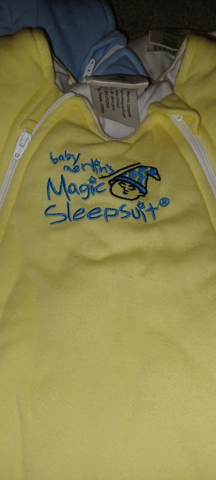 Baby Merlin’s Magic Sleepsuit 2ct LOT - Size Large 6-9 Months - Blue And Yellow - Image 2 of 4