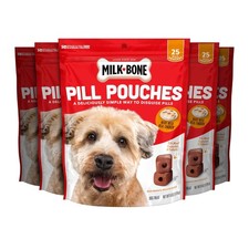 Milk-Bone Pill Pouches with Real Chicken Dog Treats, 6 Ounce Pack of 5 , Red