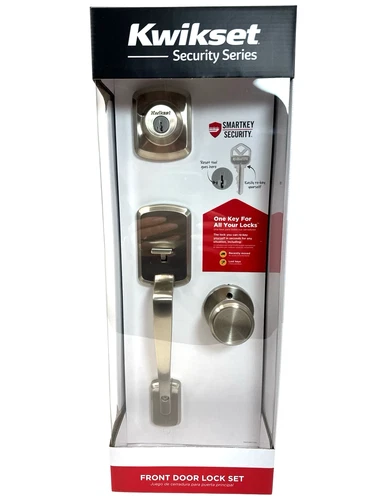 Kwikset Henley Entry Door Handleset w/ Deadbolt Lock & Round Knob 96870-185 New