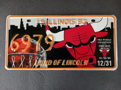 Illinois Chicago Bulls NBA CHAMPIONS 1993 License Plate 6979 Special Event Plate