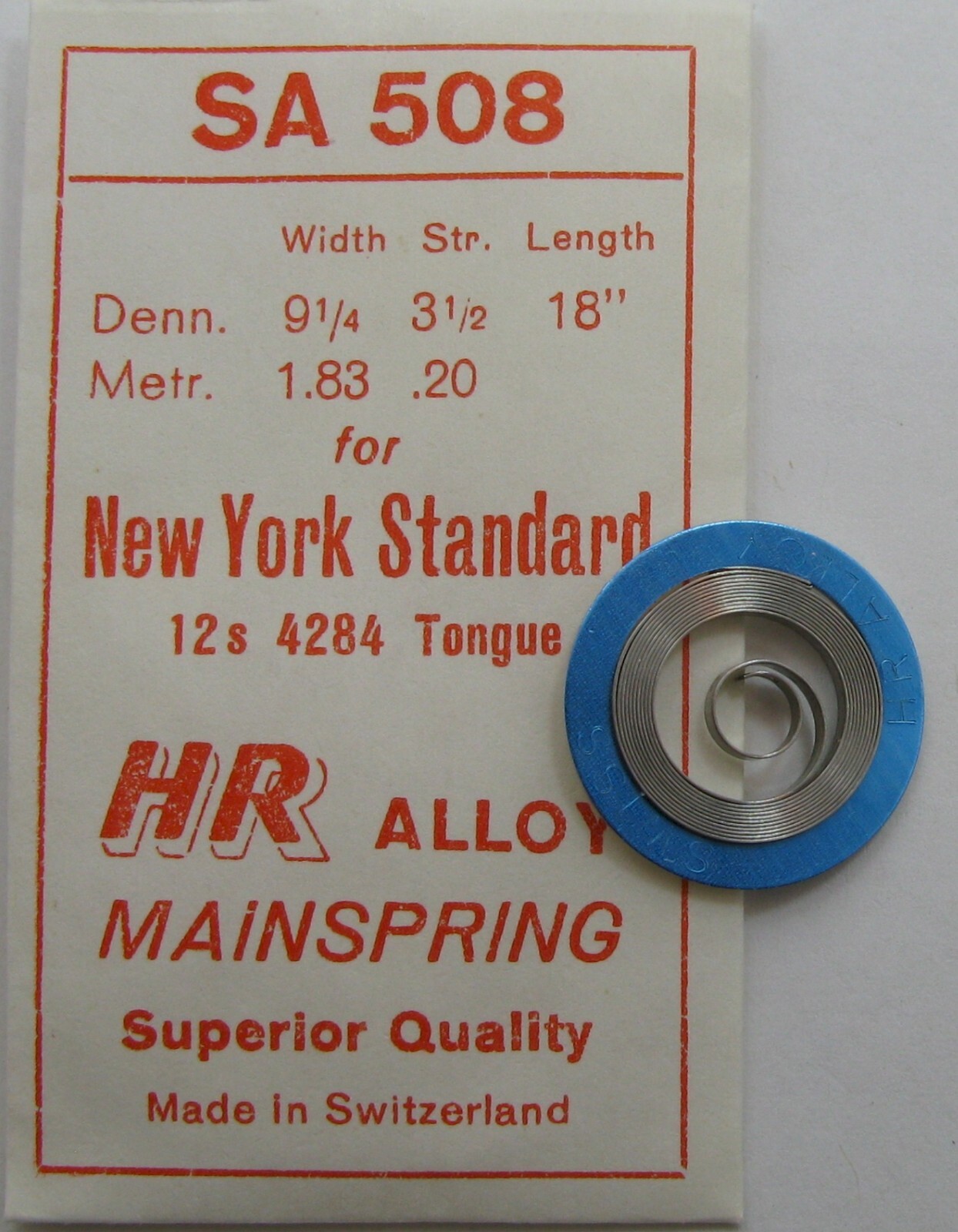 New York Standard 12s 4284 tongue end Watch Mainspring x1 white alloy ...