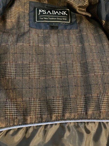 Jos. A. Bank Mens Small Quilted Vest Navy Zip Front Pockets Suede Trim Preppy - Picture 13 of 13