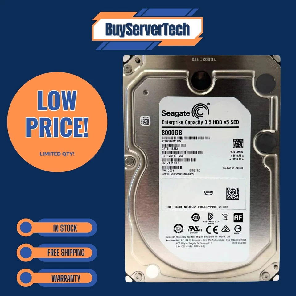 Seagate 8TB 7.2k 256MB SATA 6Gb/s 3.5 512e SED Ent HDD | ST8000NM0105 - Image 2 of 4