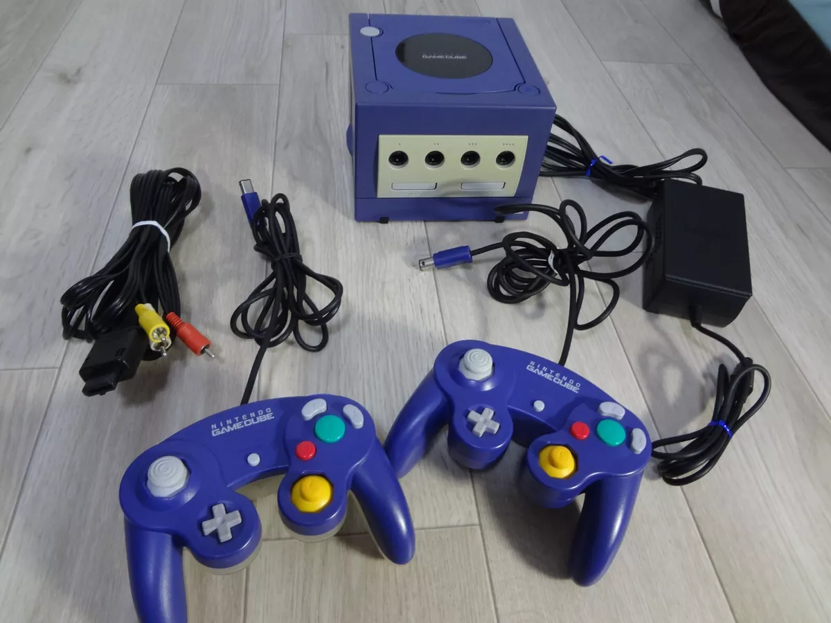 Nintendo Gamecube Game cube GC Indigo Purple clear controller set