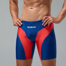 NEW SEOBEAN MENS LOW RISE COLOR BLOCK SWIMWEAR LONG VORTEX SWIMWEAR