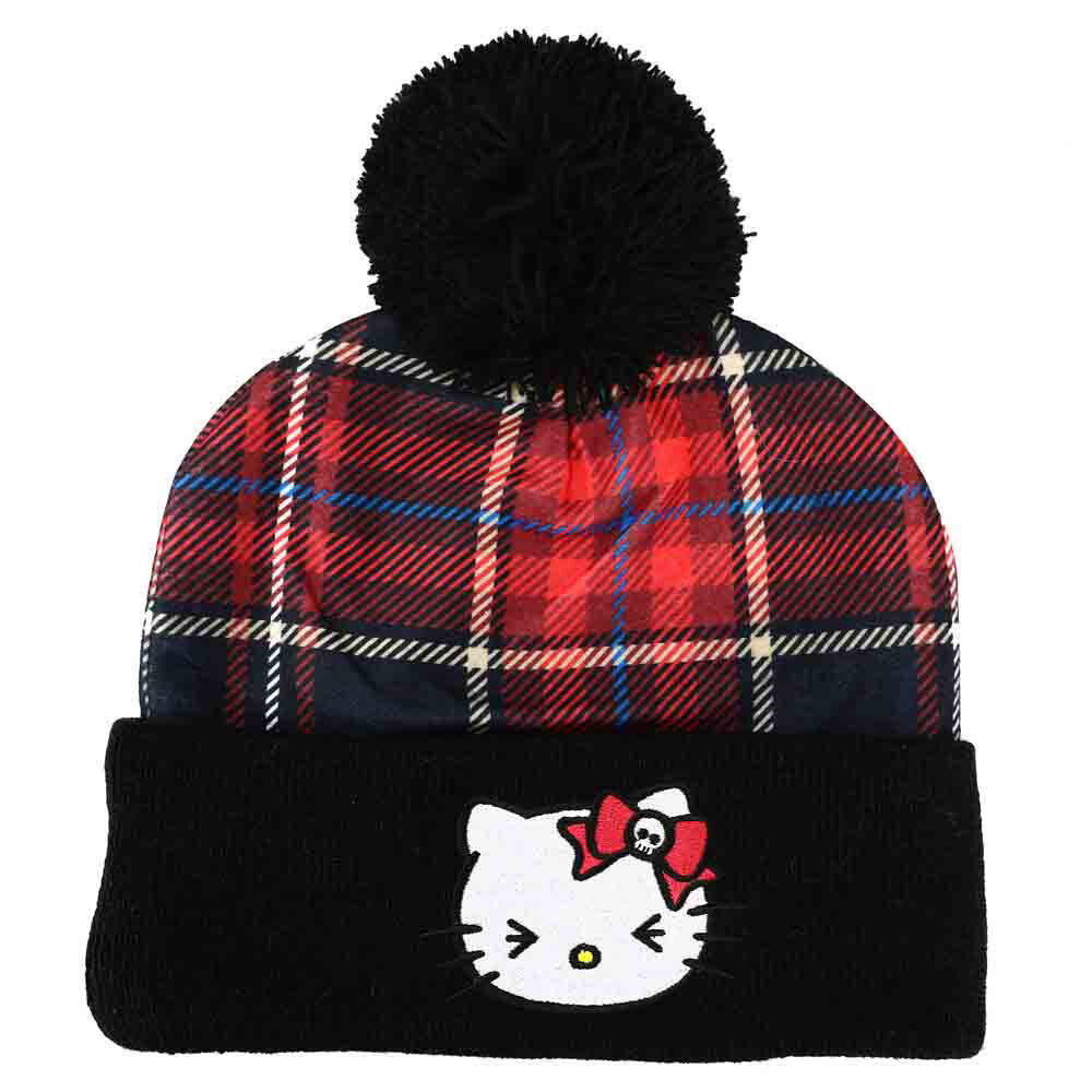 Hello Kitty Plaid Punk Pom Beanie - Sanrio Gifts | eBay display picture 3