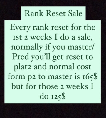 Rank Reset Sale ranked boost Master/Pred 125$(DESC)