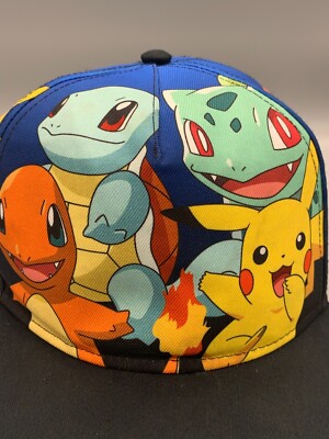 Pokemon Hat Cap Snap Back OSFM Blue Bioworld Pikachu Charzard