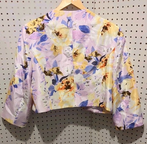 Preston York Floral Blazer Jacket Easter Size 16 Purple Yellow - Picture 3 of 5