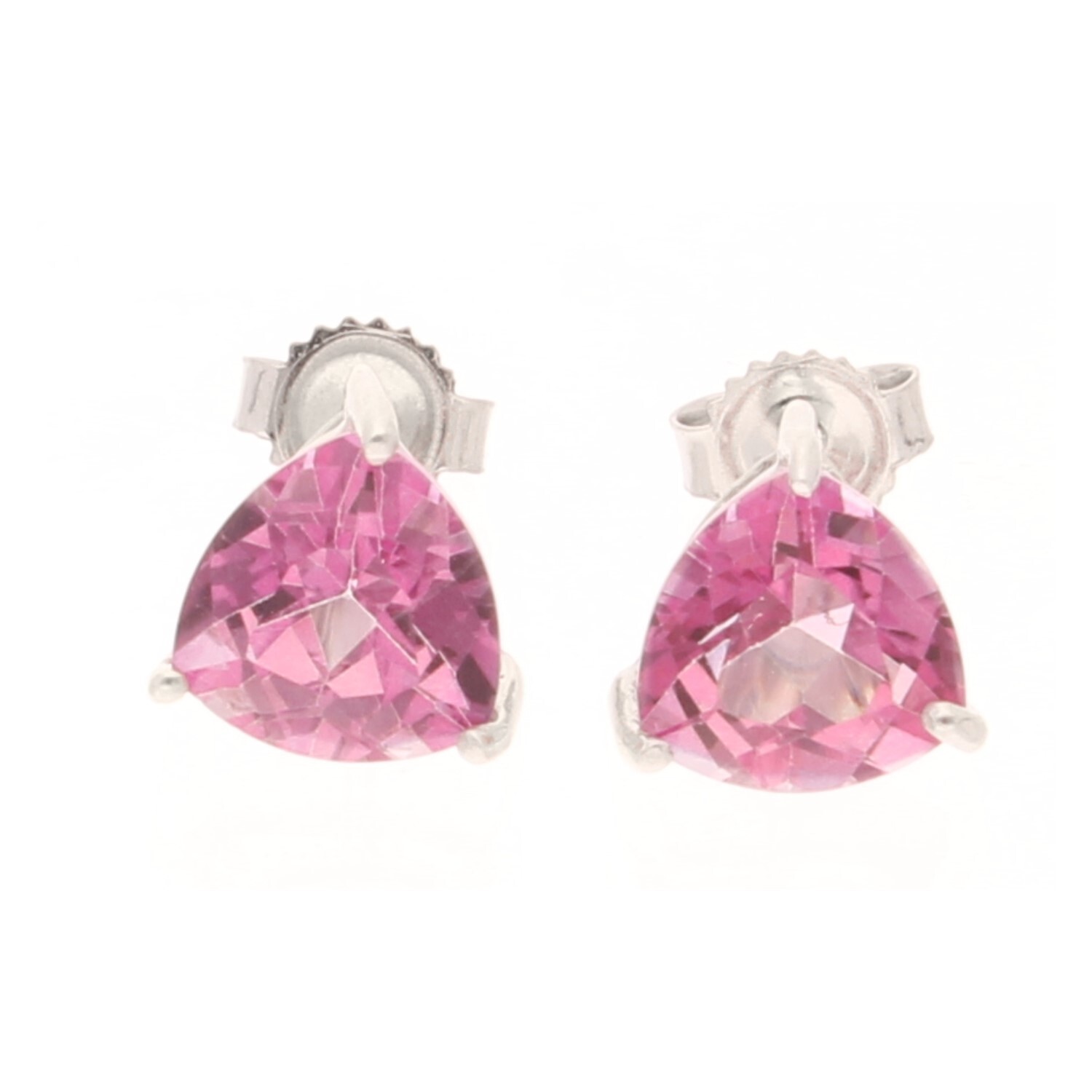 9Carat White Gold Raspberry Topaz Stud Earrings (7x7mm)