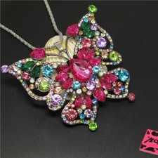 New Holiday gifts Mix Color Cute Butterfly Bling Pendant Chain Necklace