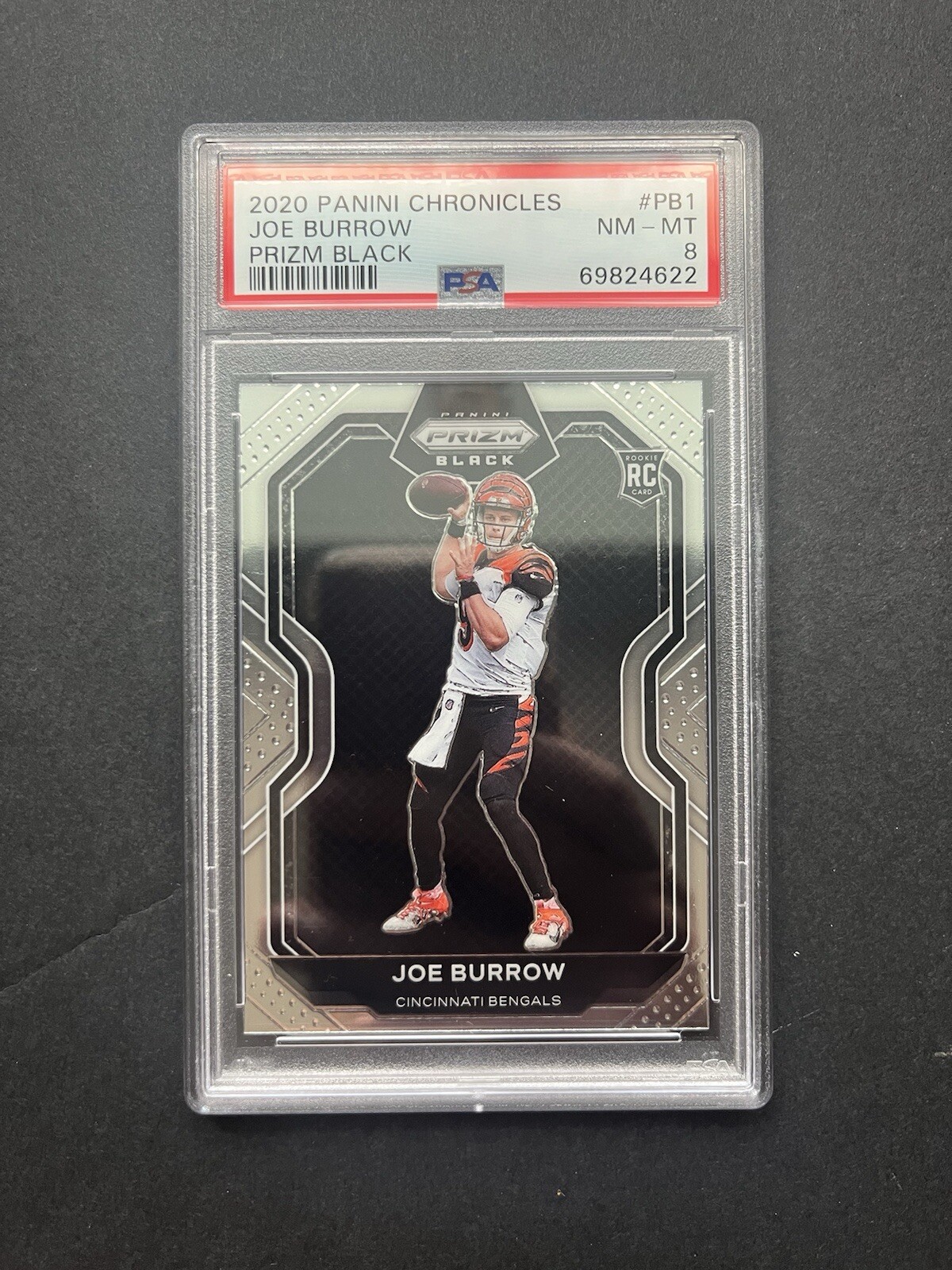 2020 Panini Chronicles - Prizm Black #PB-1 Joe Burrow (RC) PSA 8