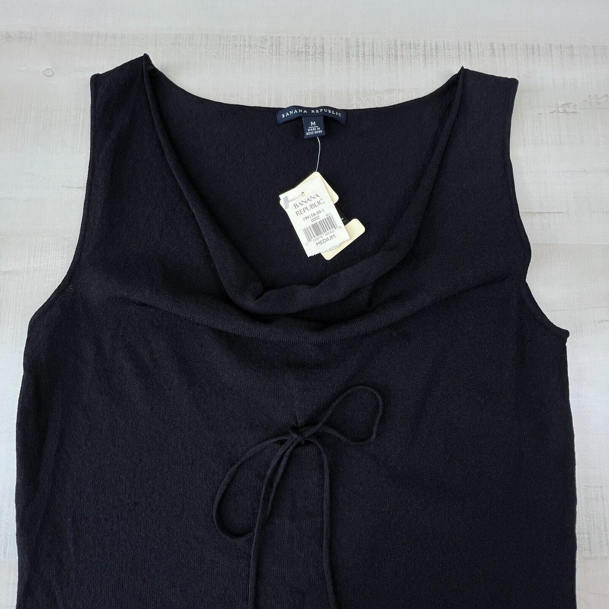 Banana Republic Womens Top Medium Black Sleeveless Drap Neck Shirt