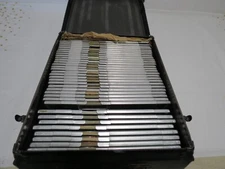 35 Vintage VUL Metal Bridge Dealer Playing Deck Card Holders And Cards With Case