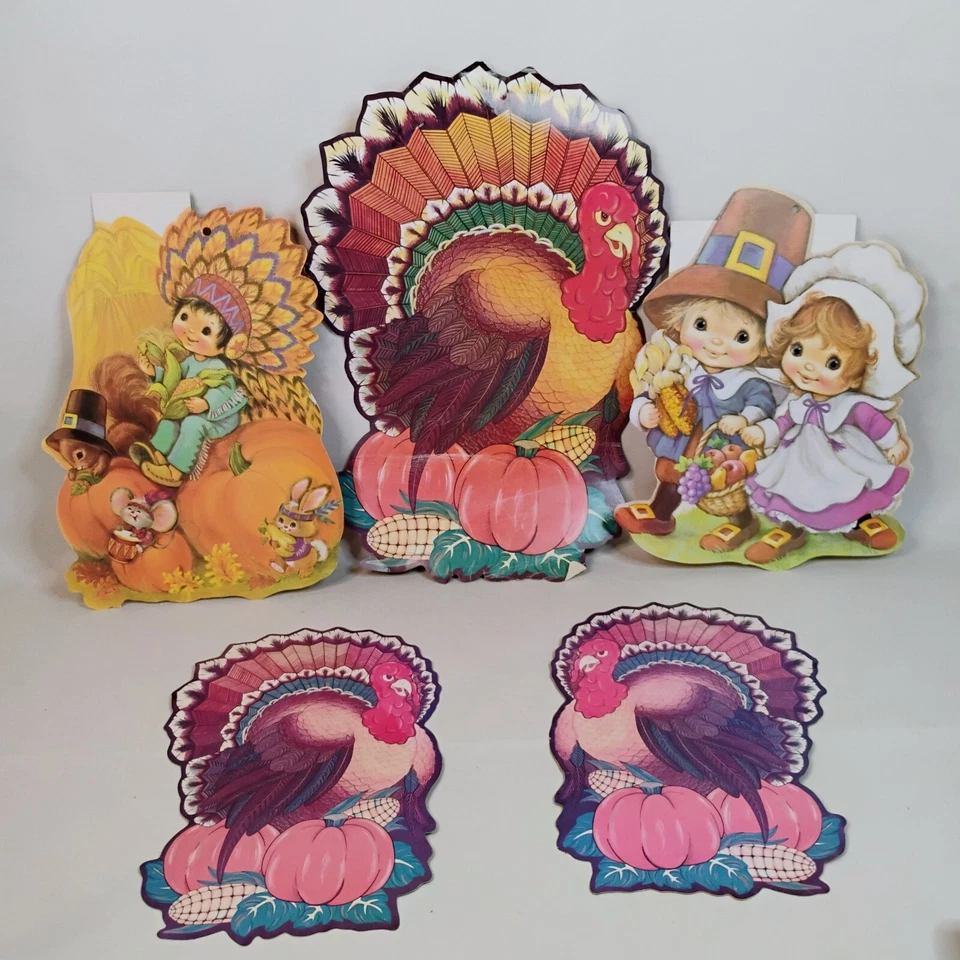 5 cortes vintage outono ação de graças outono corte Eureka peru e peregrinos - Imagem 2 de 4