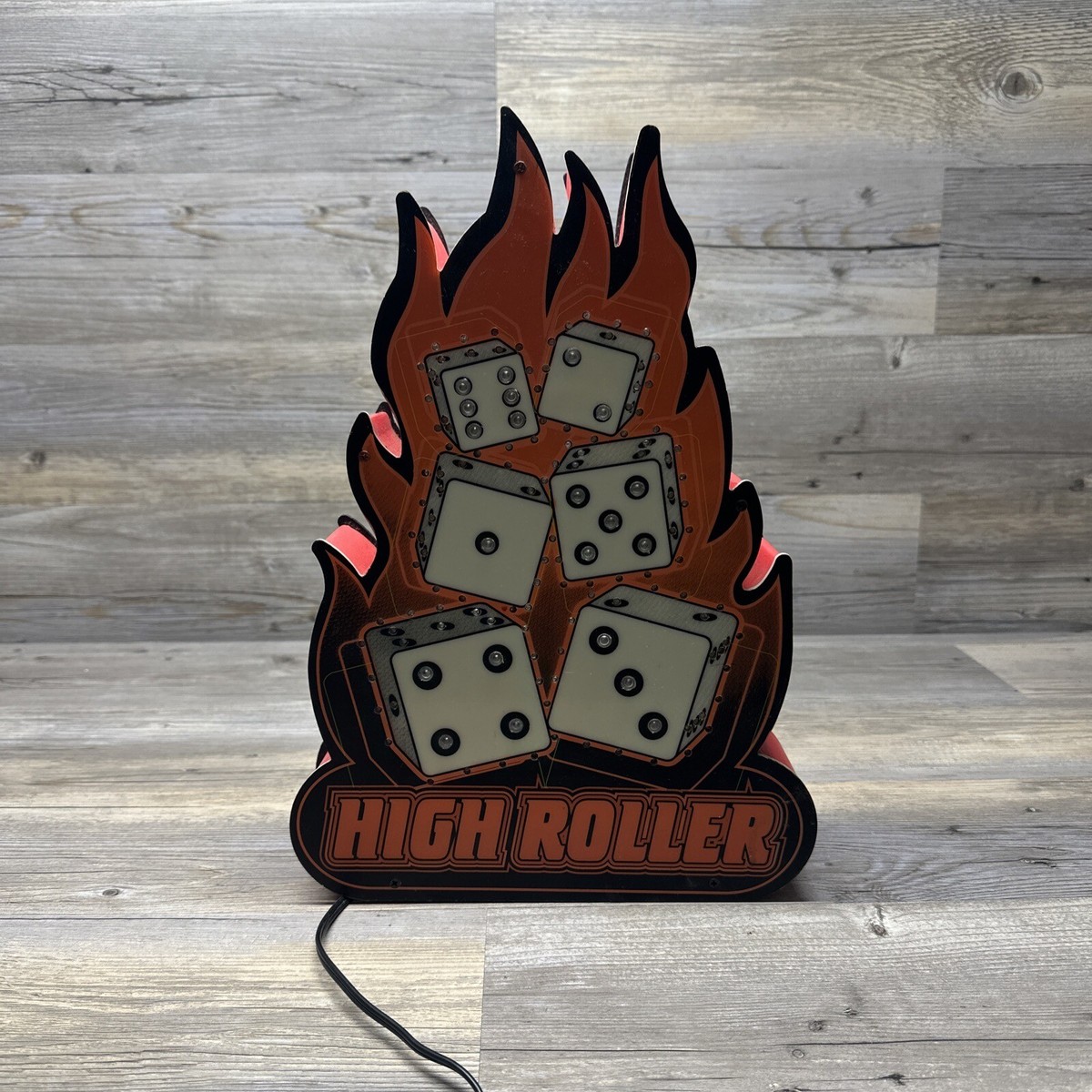 High Roller Casino Dice Light Up Sign Gambling Man Cave Read!!! | eBay