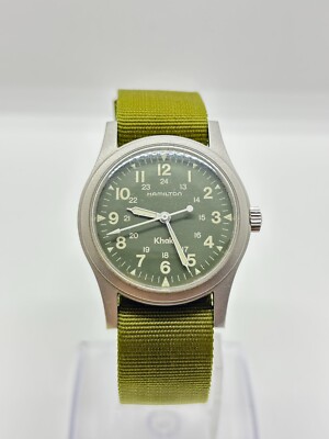 HAMILTON Khaki アナログ腕時計　9415A Near Mint] Hamilton Khaki 9415A 33mm Green Dial Hand-winding Men's