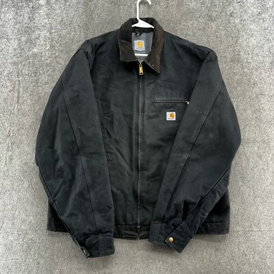 VTG Carhartt Jacket Mens 2XL?? Black Blanket Lined J01 Detroit Bomber Coat 90s