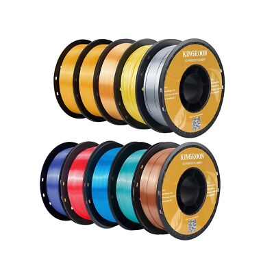 Kingroon 3D Silk PLA Filament 1.75mm 1kg Bundle, Dimensional Accuracy +/- 0.0...