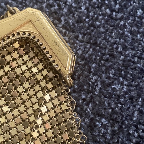 Vtg Mini Whiting & Davis Gold Mesh Purse Flapper Handbag Evening Bag Wristlet - Picture 7 of 16