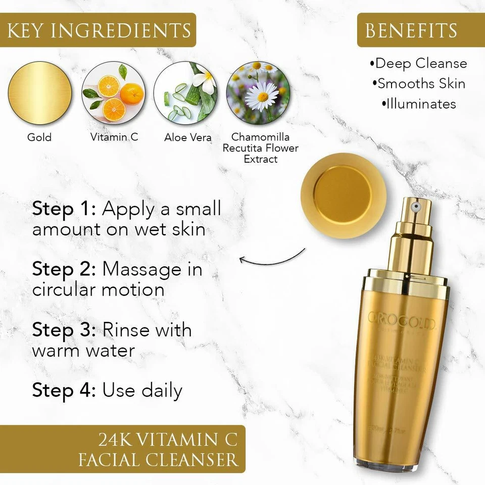 OROGOLD 24K Vitamin C Facial Cleanser For Anti Aging Hydrating Renewing Skincare - Image 3 of 4