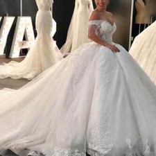 Elegant Lace Ball Wedding Dresses Sweetheart Tulle Applique Bridal Gowns Train