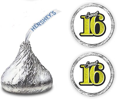 Sweet 16 Kisses Stickers, (Set of 216)16 Birthday Chocolate Drops Labels Sticker