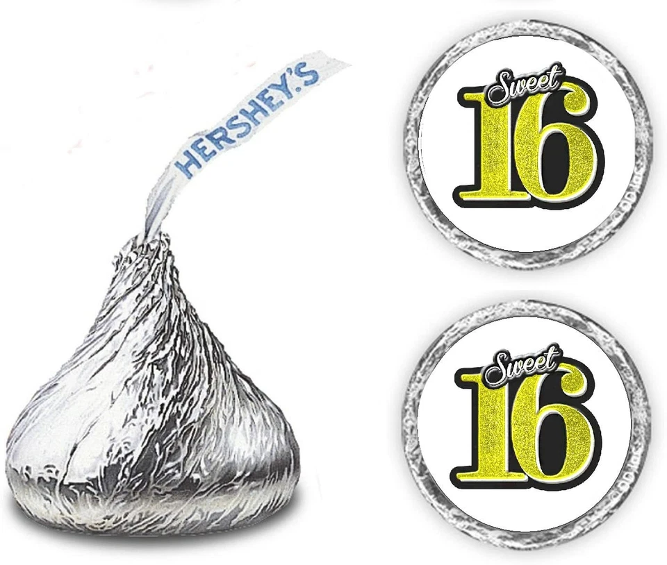 Dulces 16 Pegatinas Besos, (Juego de 216) 16 Gotas de Chocolate de Cumpleaños Etiquetas Adhesivas Foto 2 de 4