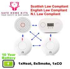 ANKA Wireless Interlinked 8x Smoke 1x Heat 1x CO Alarm DIY Kit UK Law Compliant