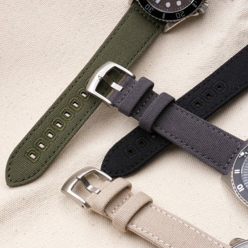Benchmark Grey Canvas Quick Release Watch Band - 20mm or 22mm - Picture 8 of 9